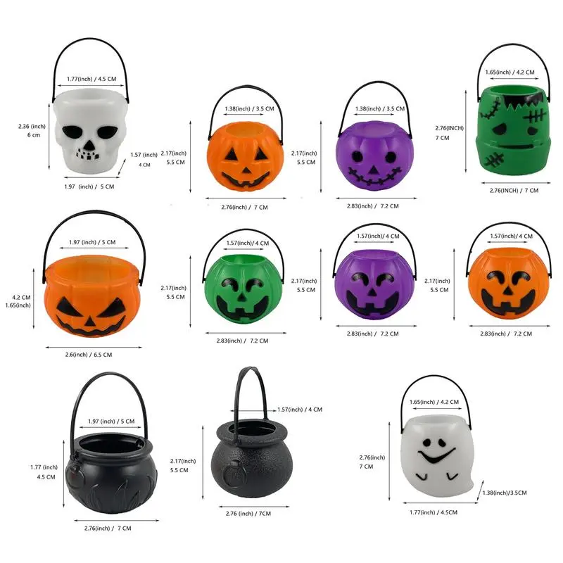 Halloween Treat Buckets 11 Pieces Candy Bucket Goodie Bucket Trick Or Treat Party Bags Portable Trick Or Treat Pail Reusable