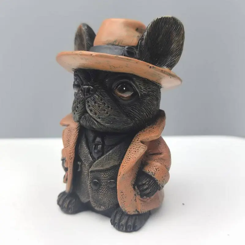 Bulldog Decor Gentleman Bulldog Sculpture Dog Statue Resin Sculpture Home Decoration Coffee Table Accessories for Bedroom Living