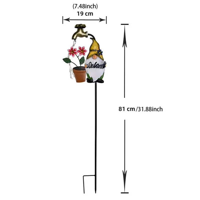 Solar Stake Lights Outdoor Cartoon Gnome Solar Garden Stakes Waterproof LED Landscape Lighting Faucet Twinkling Decoration For
