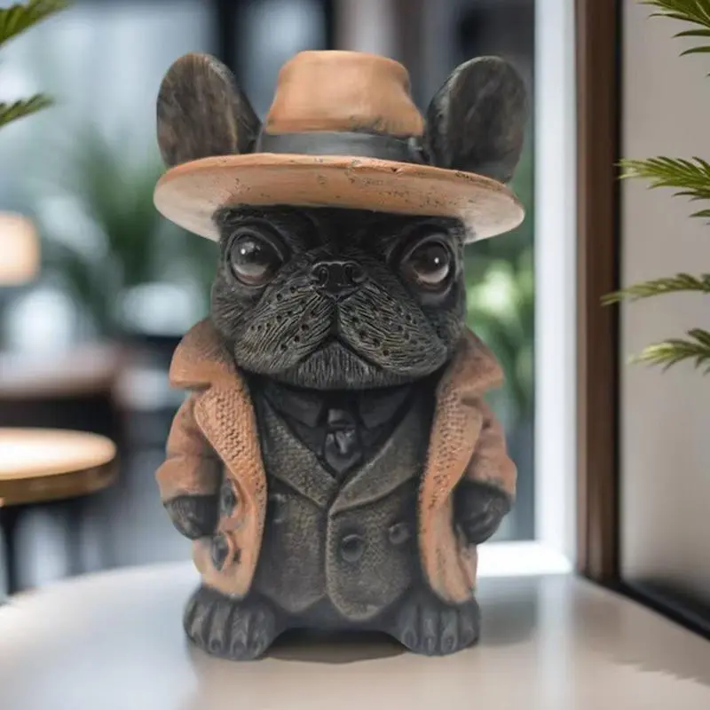 Bulldog Decor Gentleman Bulldog Sculpture Dog Statue Resin Sculpture Home Decoration Coffee Table Accessories for Bedroom Living