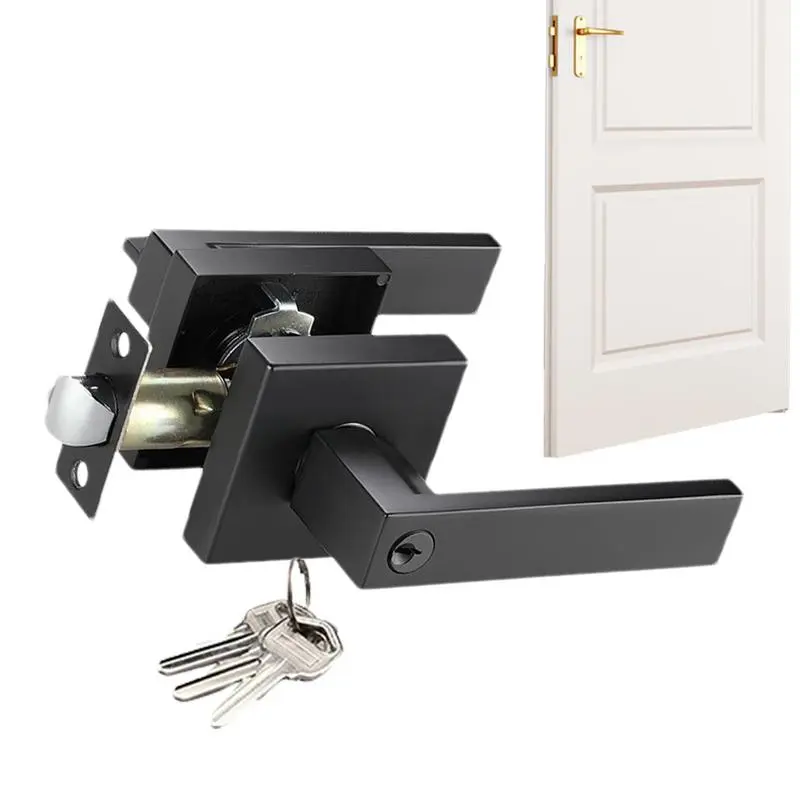 Door Knobs Interior with Lock 3-Bar Interior Door Handles Silent Privacy Door Lock Handleset Heavy Duty Entrance Door Handle