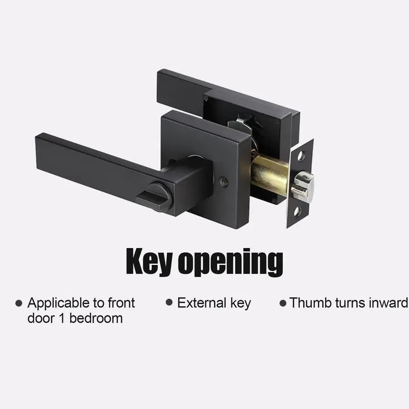 Door Knobs Interior with Lock 3-Bar Interior Door Handles Silent Privacy Door Lock Handleset Heavy Duty Entrance Door Handle
