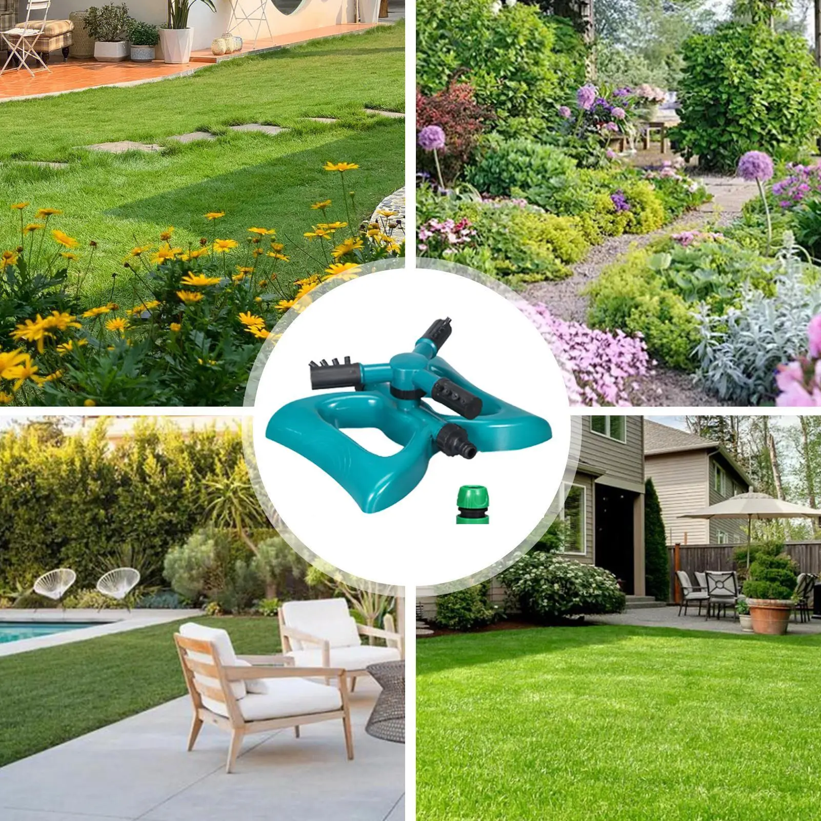Grass Sprinkler For Lawn 360 Degree Rotation Auto Irrigation Garden Sprinkler Watering System 3-Arm Gardening Accessories