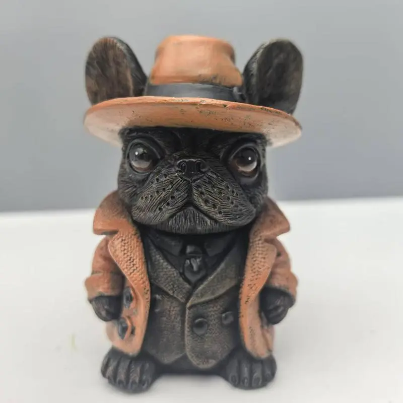 Bulldog Decor Gentleman Bulldog Sculpture Dog Statue Resin Sculpture Home Decoration Coffee Table Accessories for Bedroom Living