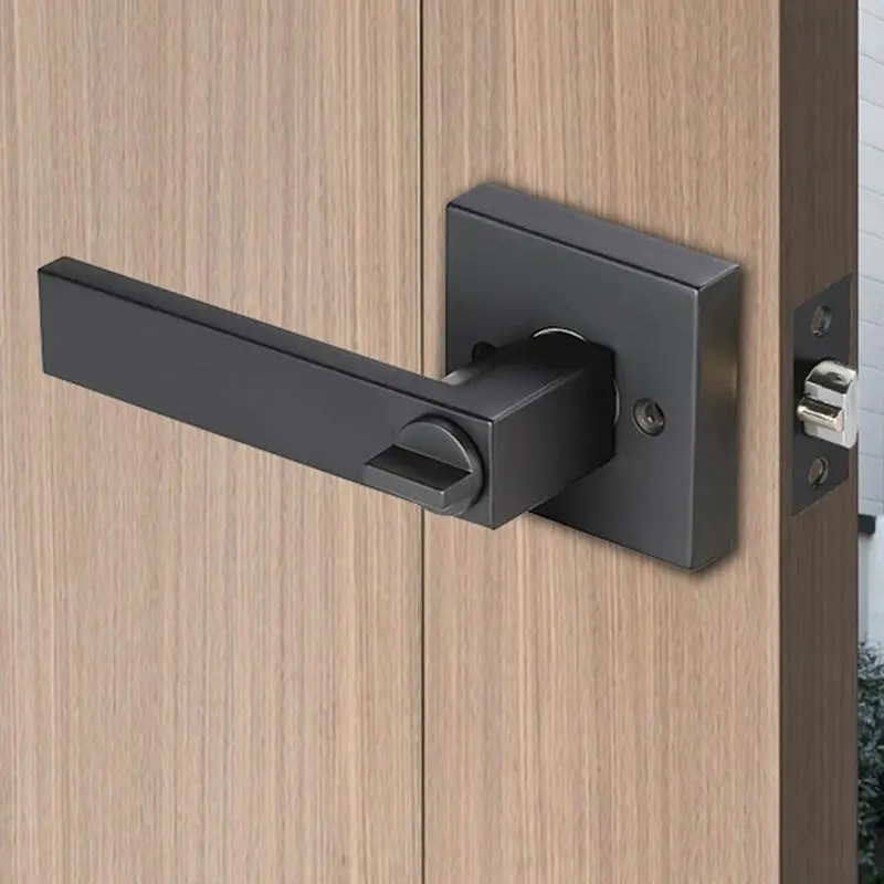 Door Knobs Interior with Lock 3-Bar Interior Door Handles Silent Privacy Door Lock Handleset Heavy Duty Entrance Door Handle