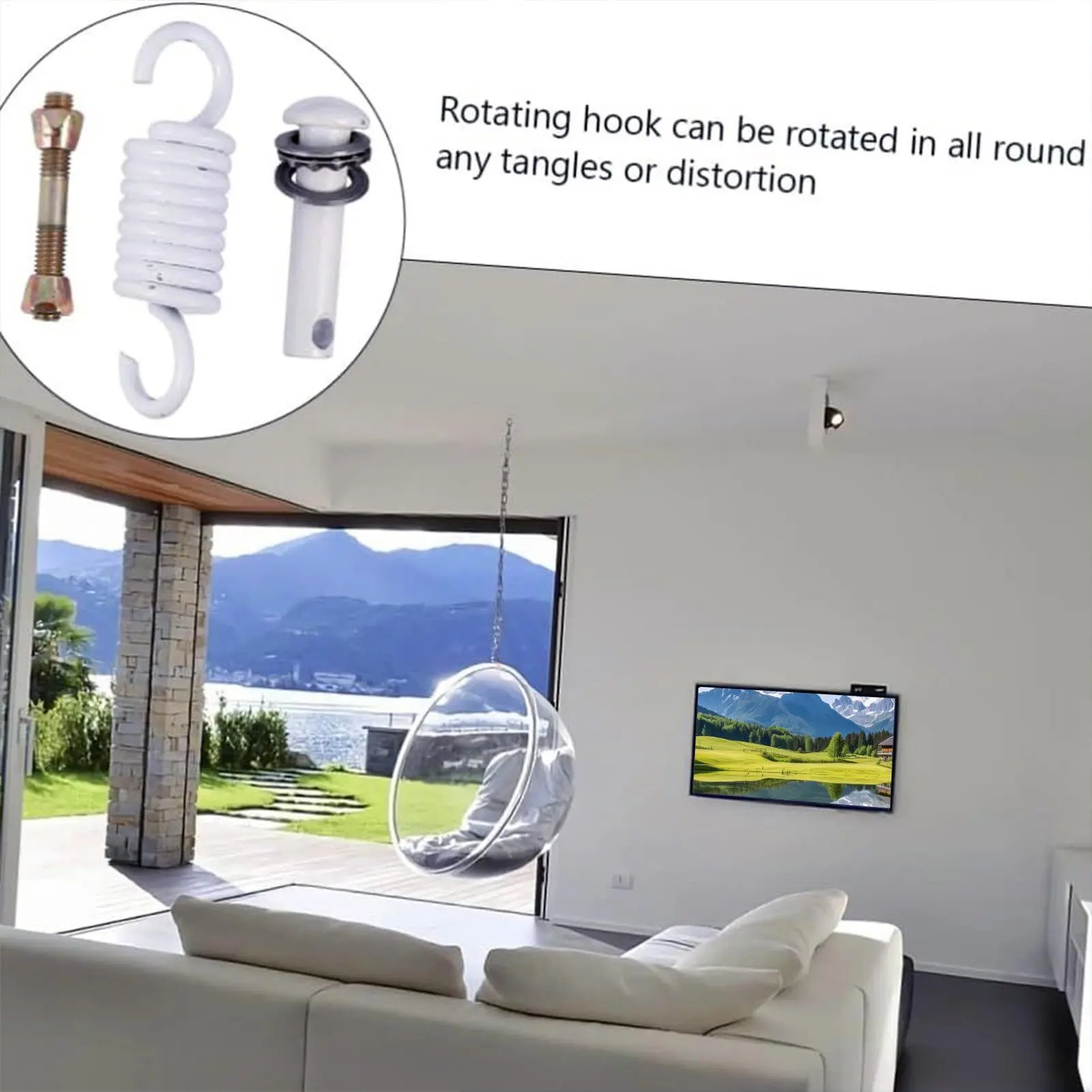 Porch Swing Spring Porch Swing Suspension Hanger Stainless Steel Strong Load-Bearing Hook for Gym Boxing Bag Patio Hardware