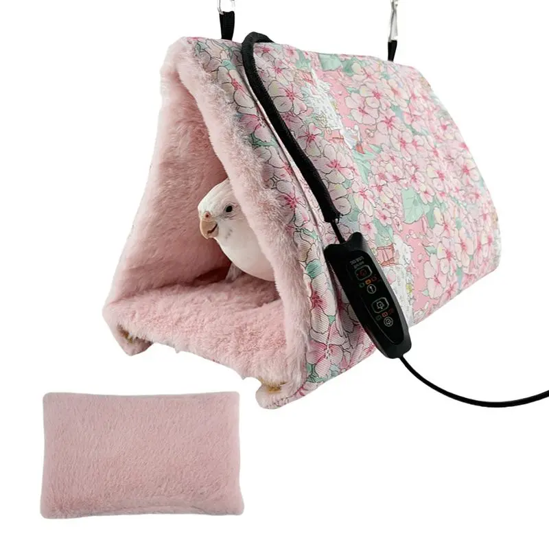 Parrot Warm Nest plush lining and removable heating pad Winter Heating Cockatiel House Plush Bird Sleeping Nest bird Cotton nest