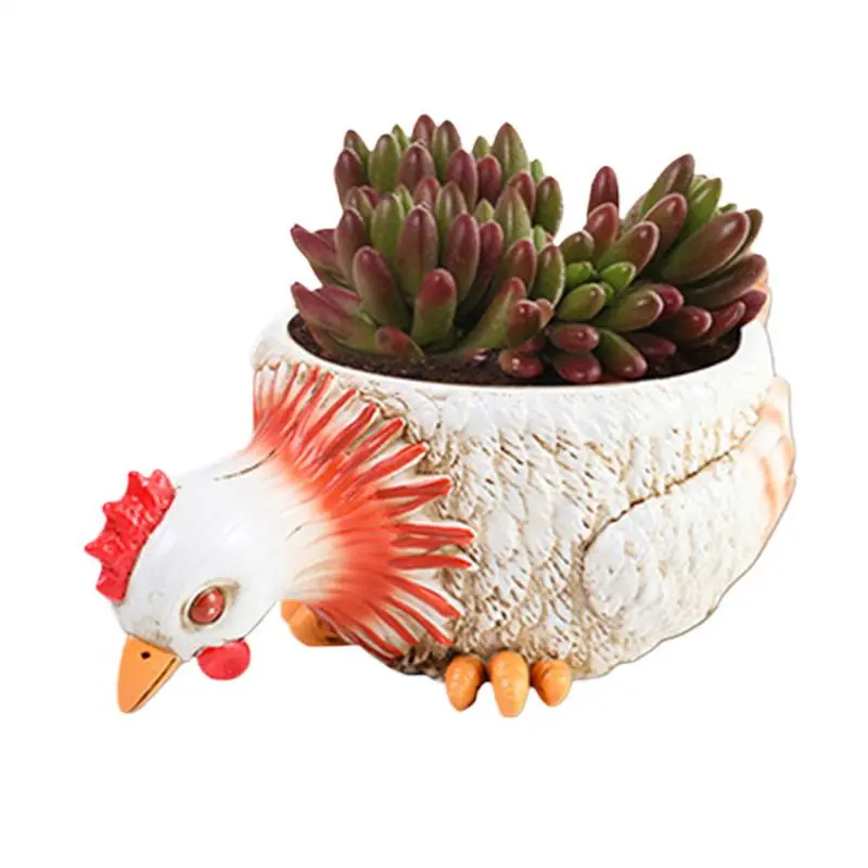 Rooster Planter Animal Succulent Pots Duck Flower Pot Statue Resin Indoor Plant Container Succulent Flowerpot Plants Bonsai Pots