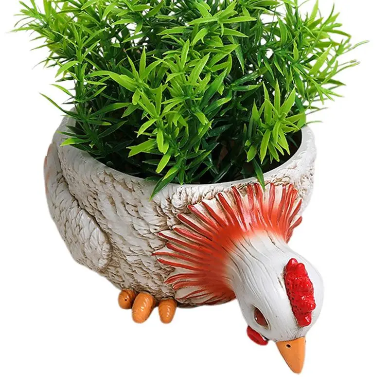 Rooster Planter Animal Succulent Pots Duck Flower Pot Statue Resin Indoor Plant Container Succulent Flowerpot Plants Bonsai Pots