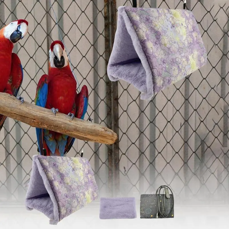 Parrot Warm Nest plush lining and removable heating pad Winter Heating Cockatiel House Plush Bird Sleeping Nest bird Cotton nest