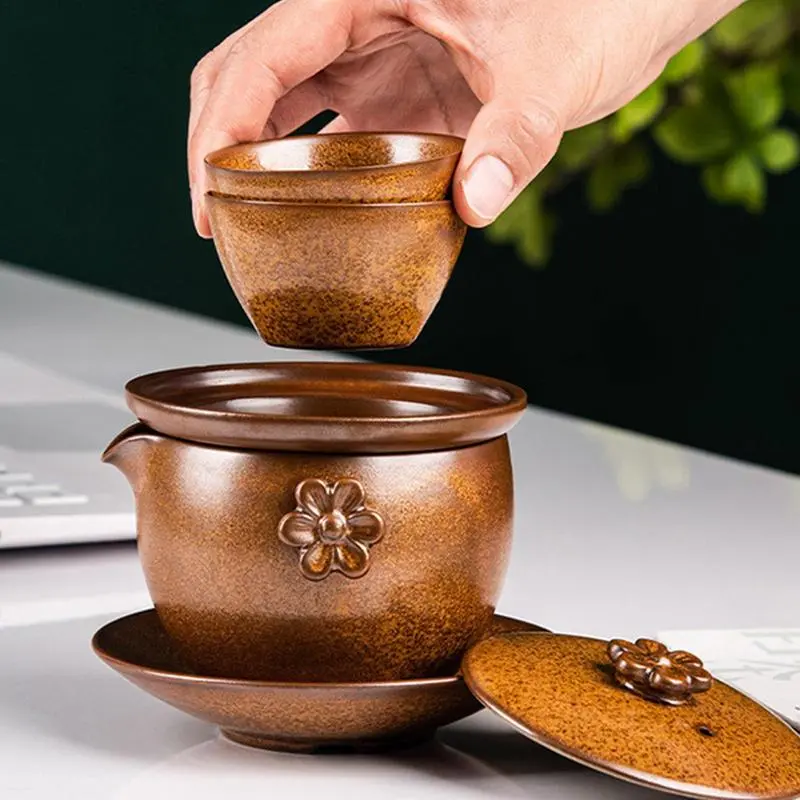 Ceramic Tea Pot And Cup Set Teaware Tea Set Traditional Japanese Teapot Set Portable Travel Office Tea Filter Tea Maker Gift