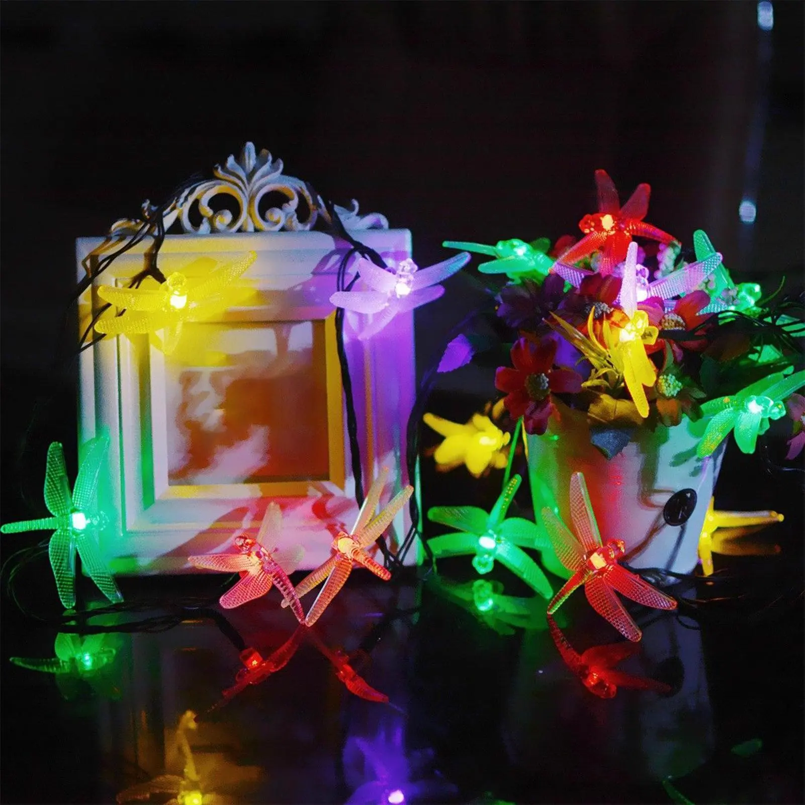 Solar String Lights Outdoor Solar Charging String Lights For Outdoors Dragonfly Decoration Illumination Dusk-to-Dawn Fairy Lamp