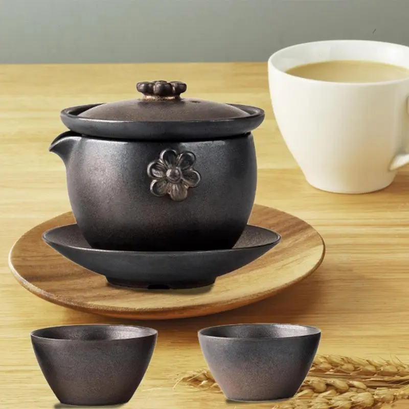 Ceramic Tea Pot And Cup Set Teaware Tea Set Traditional Japanese Teapot Set Portable Travel Office Tea Filter Tea Maker Gift