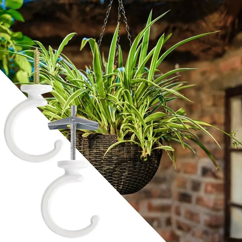 Plant Ceiling Hooks Indoor Flower Basket Swag Hanger Heavy Duty Ceiling Hooks Set Of 2 For Wall Closet Workshop Garage Bathroom