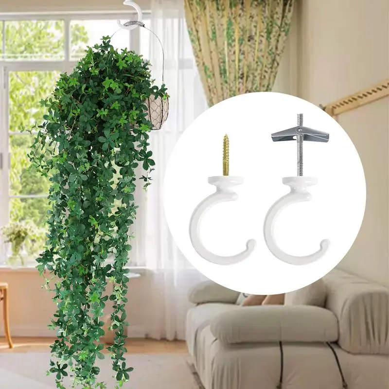 Plant Ceiling Hooks Indoor Flower Basket Swag Hanger Heavy Duty Ceiling Hooks Set Of 2 For Wall Closet Workshop Garage Bathroom