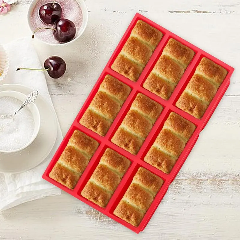 Silicone Loaf Pans For Baking 9-Cavity Cake Mold Small Bread Loaf Pans Rectangle Nonstick For Cornbread Bread Brownie Cheesecake
