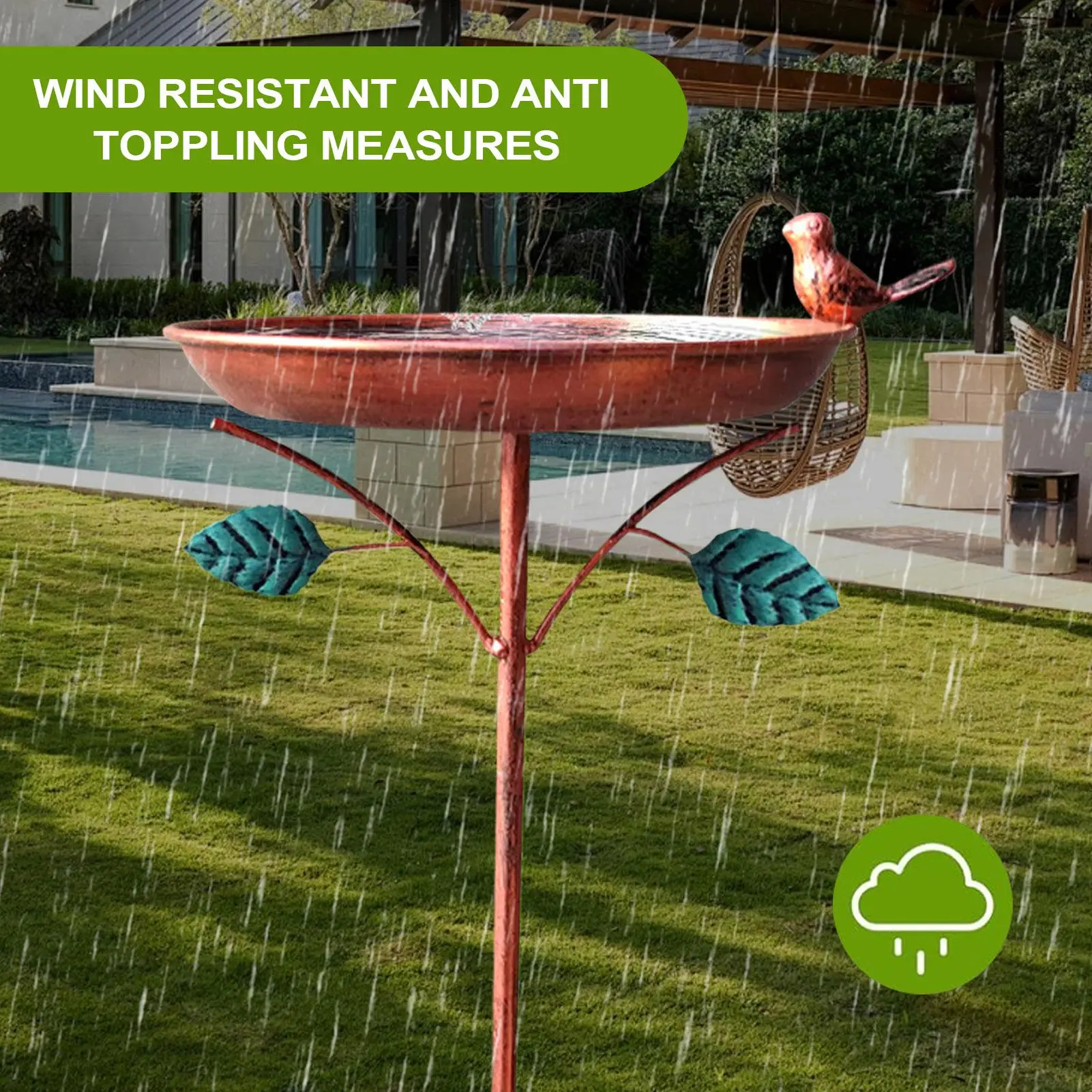 Garden Bird Bath Metal Bird Bath Feeding Station Freestanding Water Feeder Bowl Birdfeeder Pet Supplies Yard Art Garden Decor