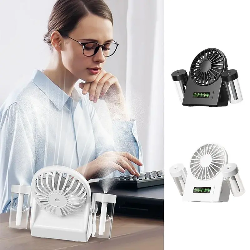 Portable Fan With Mist Portable Personal Fan With Mist Quiet Rechargeable Humidifier With Water Tank 4 Speeds Air Circulator