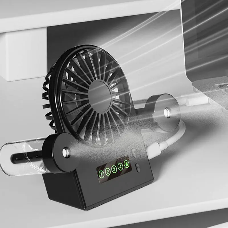 Portable Fan With Mist Portable Personal Fan With Mist Quiet Rechargeable Humidifier With Water Tank 4 Speeds Air Circulator