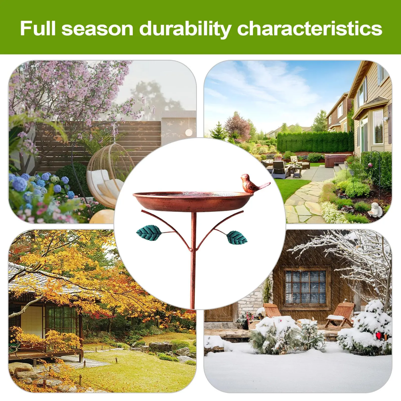 Garden Bird Bath Metal Bird Bath Feeding Station Freestanding Water Feeder Bowl Birdfeeder Pet Supplies Yard Art Garden Decor