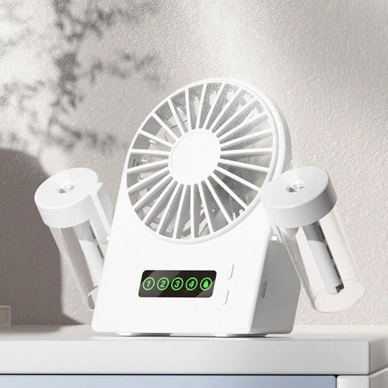 Portable Fan With Mist Portable Personal Fan With Mist Quiet Rechargeable Humidifier With Water Tank 4 Speeds Air Circulator