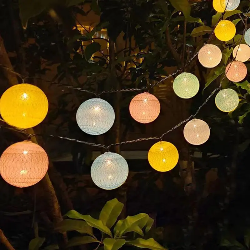 Cotton Ball Light String 3 Meters 16 String Fairy Light Balls With 8 Lighting Modes, Colorfull Fairy Garland String Lights