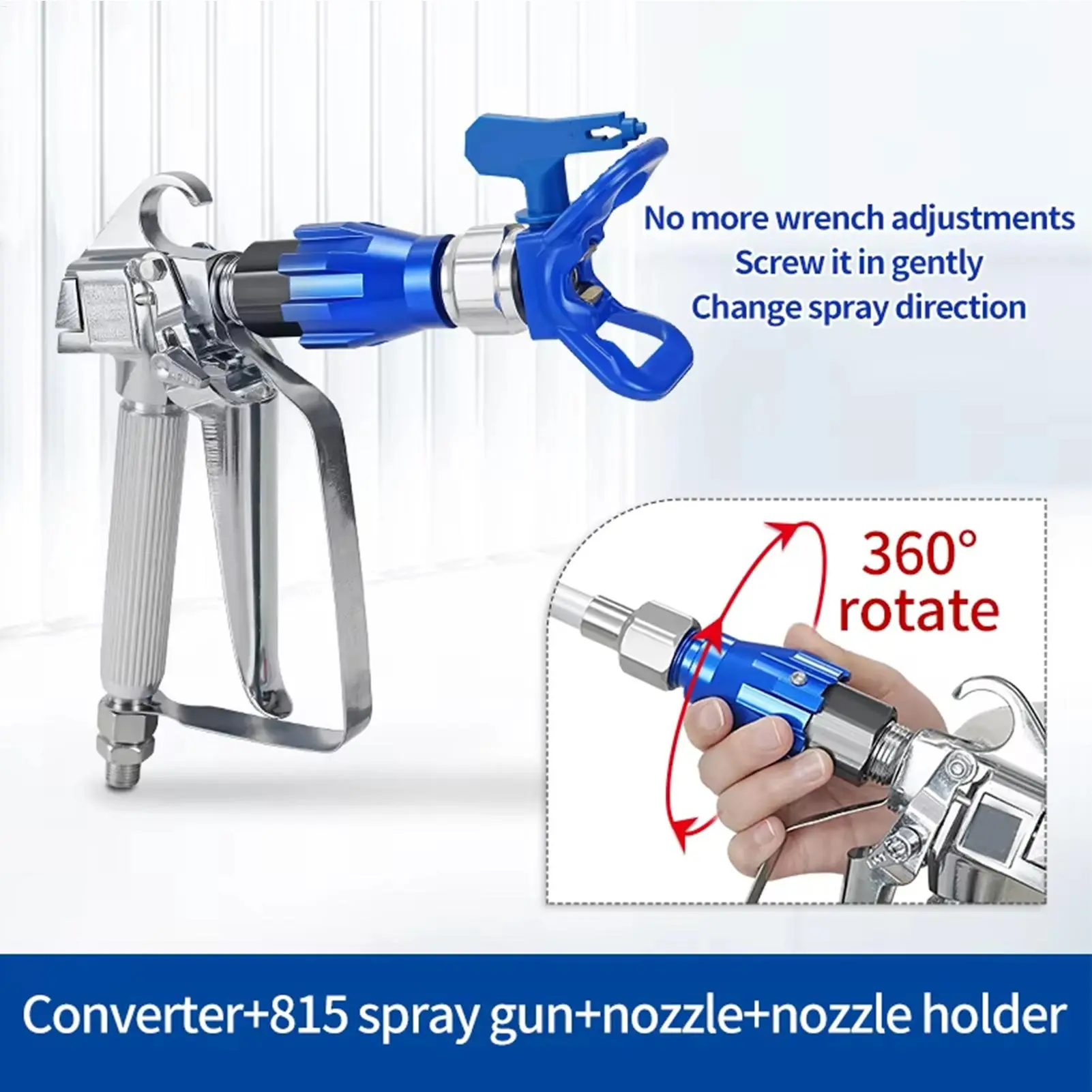 Airless Sprayer Hose Swivel Joint High-Pressure Hose Connector 360 Degree Rotation Replacement Part For House Furniture Ceilings