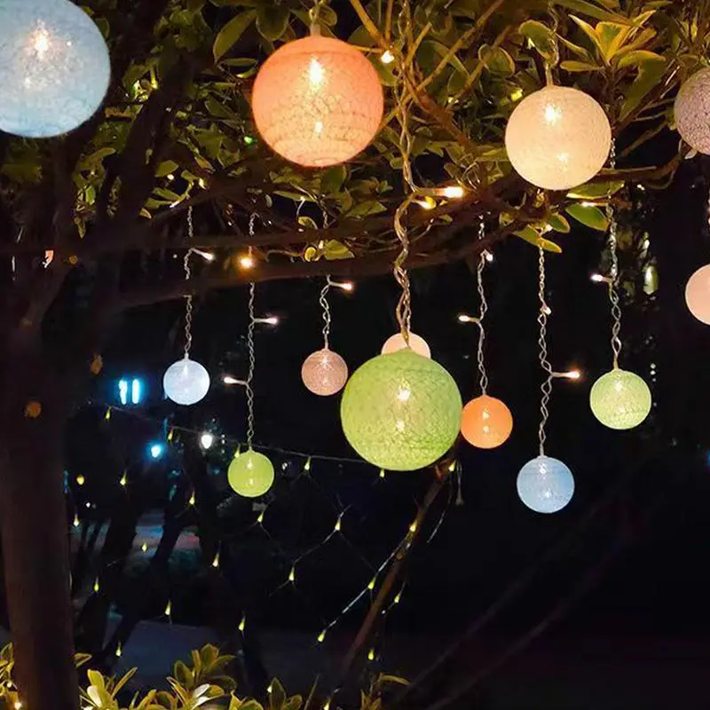 Cotton Ball Light String 3 Meters 16 String Fairy Light Balls With 8 Lighting Modes, Colorfull Fairy Garland String Lights