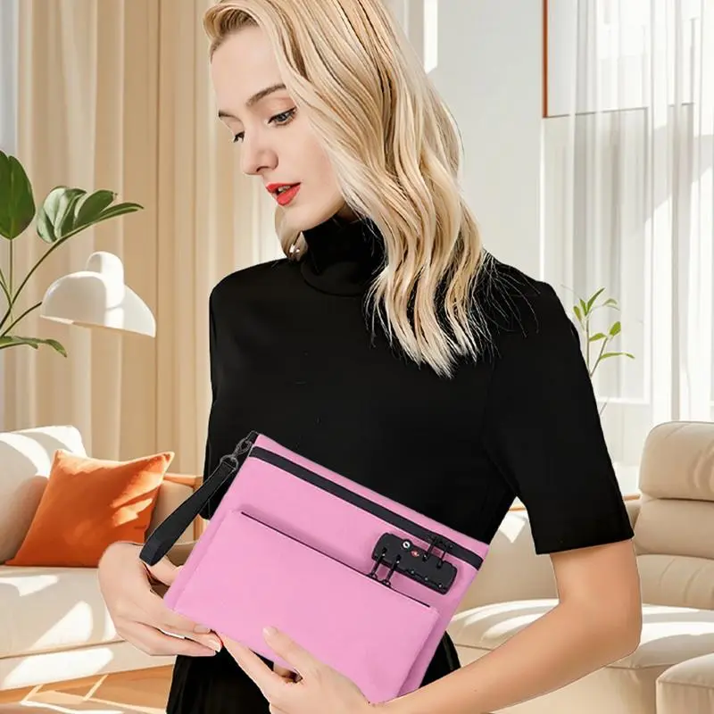 Cash Bag With Lock Travel Pouch With Zipper Double Layer Portable Waterproof Money Bag For Camping School Hospital Car Boat