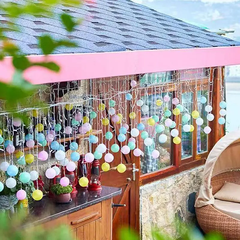 Cotton Ball Light String 3 Meters 16 String Fairy Light Balls With 8 Lighting Modes, Colorfull Fairy Garland String Lights