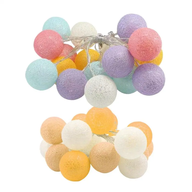 Cotton Ball Light String 3 Meters 16 String Fairy Light Balls With 8 Lighting Modes, Colorfull Fairy Garland String Lights