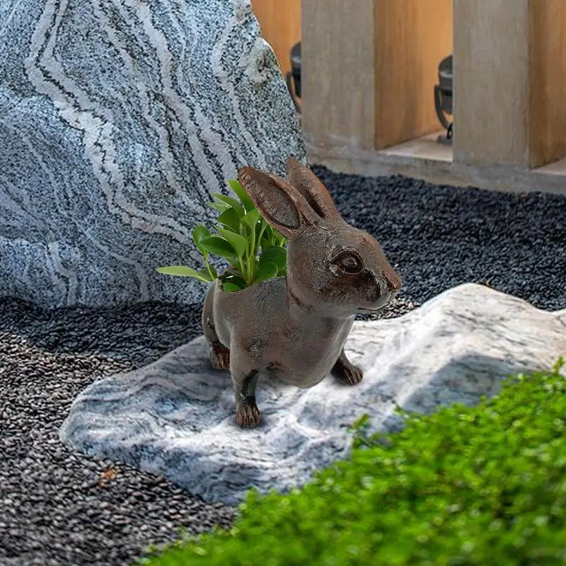 Bunny Planter Pot Miniature Plant Holder Rabbit Bunny Planter Cute Garden Pots Planter Pots Resin Decorative Flower Pot Bunny