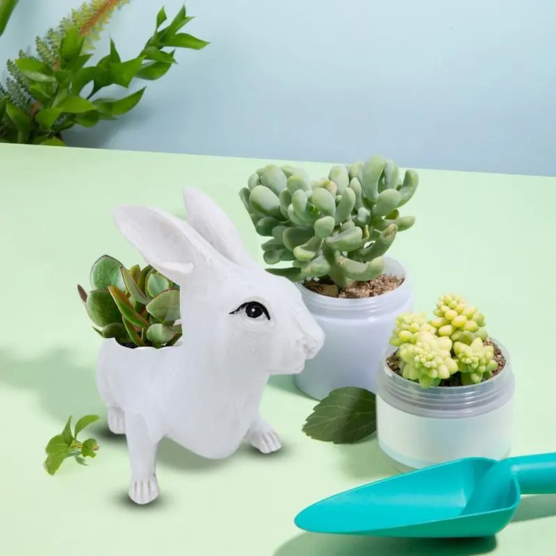 Bunny Planter Pot Miniature Plant Holder Rabbit Bunny Planter Cute Garden Pots Planter Pots Resin Decorative Flower Pot Bunny
