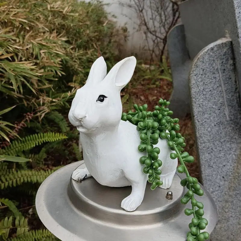Bunny Planter Pot Miniature Plant Holder Rabbit Bunny Planter Cute Garden Pots Planter Pots Resin Decorative Flower Pot Bunny
