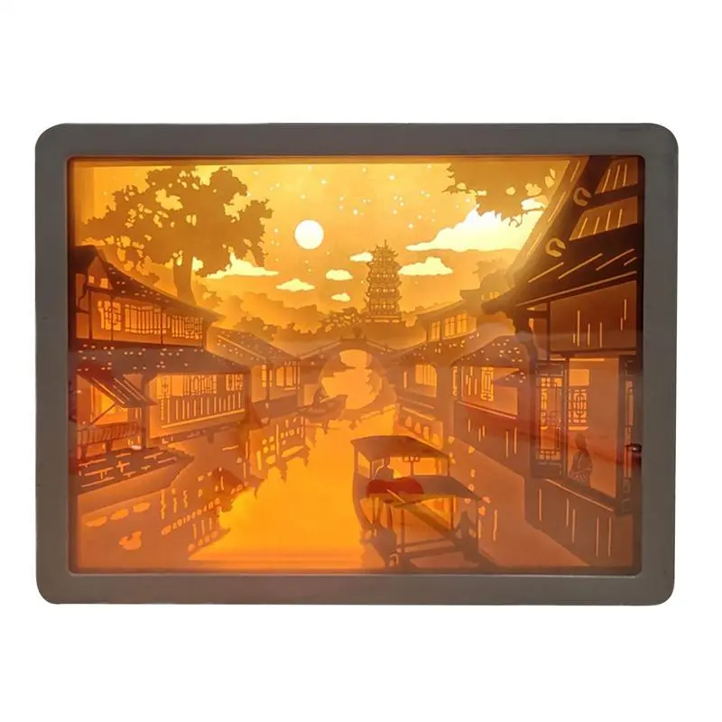 Papercut Night Light Decorative Shadow Light 3D Papercut Light Boxes Frame LED Night Lights Paper Sculptures Night Lamp