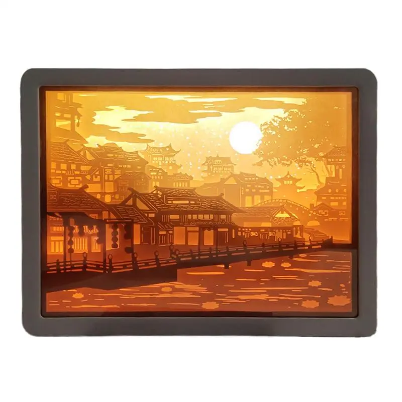 Papercut Night Light Decorative Shadow Light 3D Papercut Light Boxes Frame LED Night Lights Paper Sculptures Night Lamp
