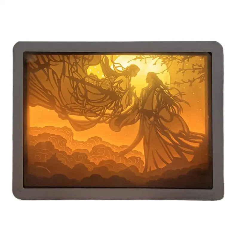Papercut Night Light Decorative Shadow Light 3D Papercut Light Boxes Frame LED Night Lights Paper Sculptures Night Lamp