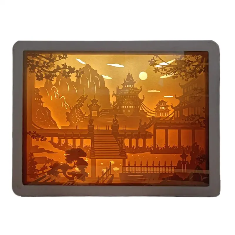 Papercut Night Light Decorative Shadow Light 3D Papercut Light Boxes Frame LED Night Lights Paper Sculptures Night Lamp