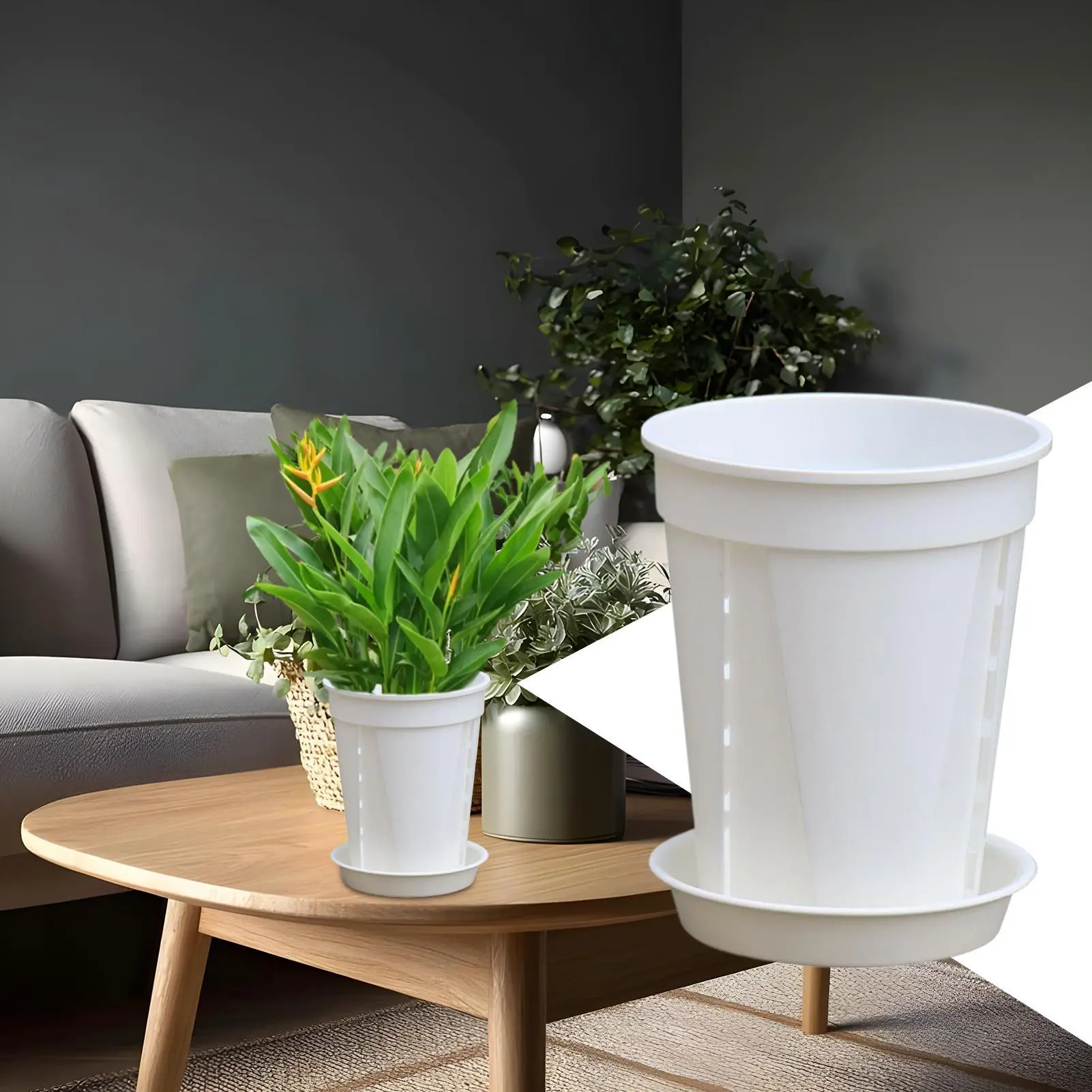 Pots For Plants Planter For Indoor Plants 5 Piece Containers Box Grow With Trays For Outdoor Balcony Porch Window Patio Outside