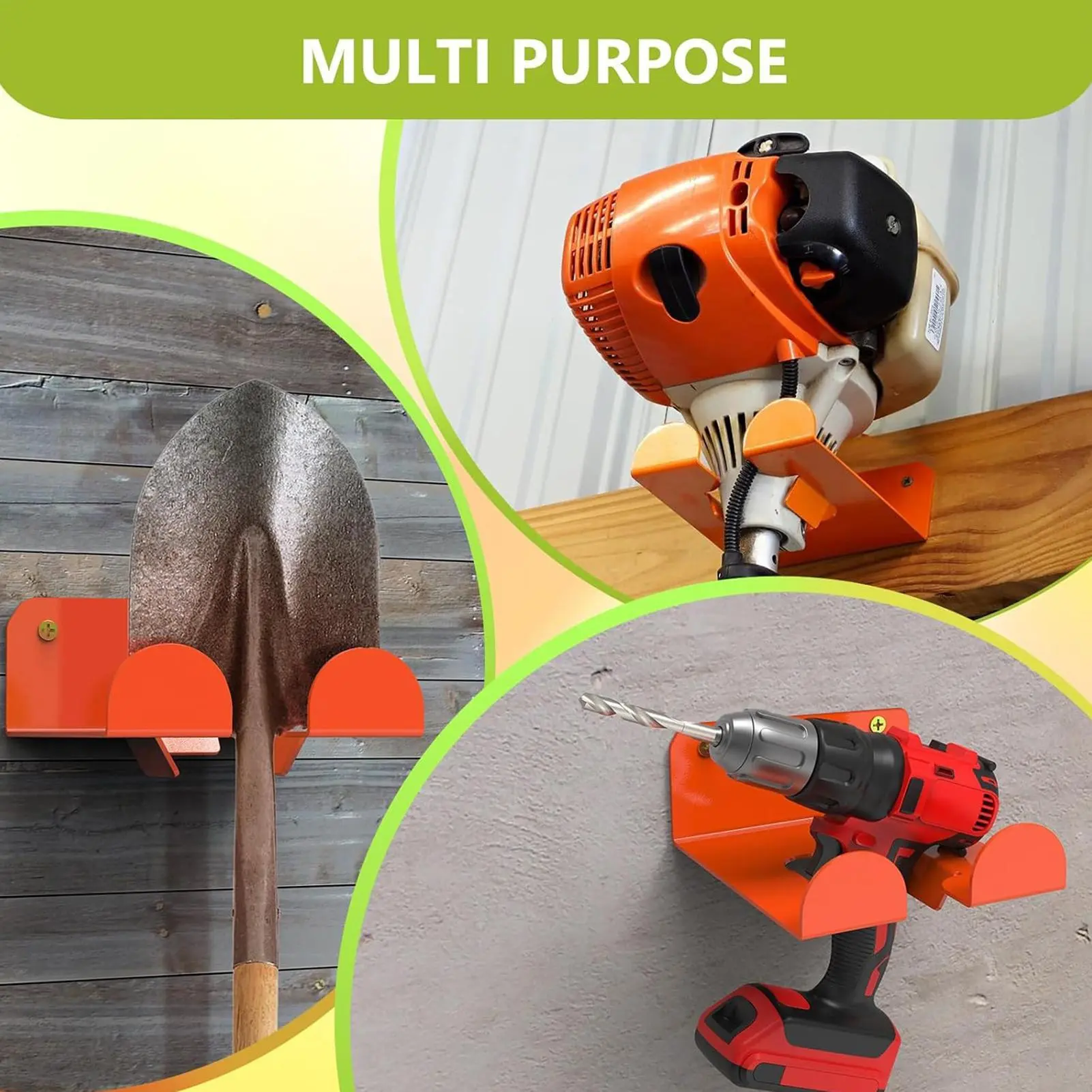 Garden Tool Holder Lawn Equipment Rack Wall Mounted Adjustable Spacing Rust-Resistant Storage Holder Non-slip Multifunctional