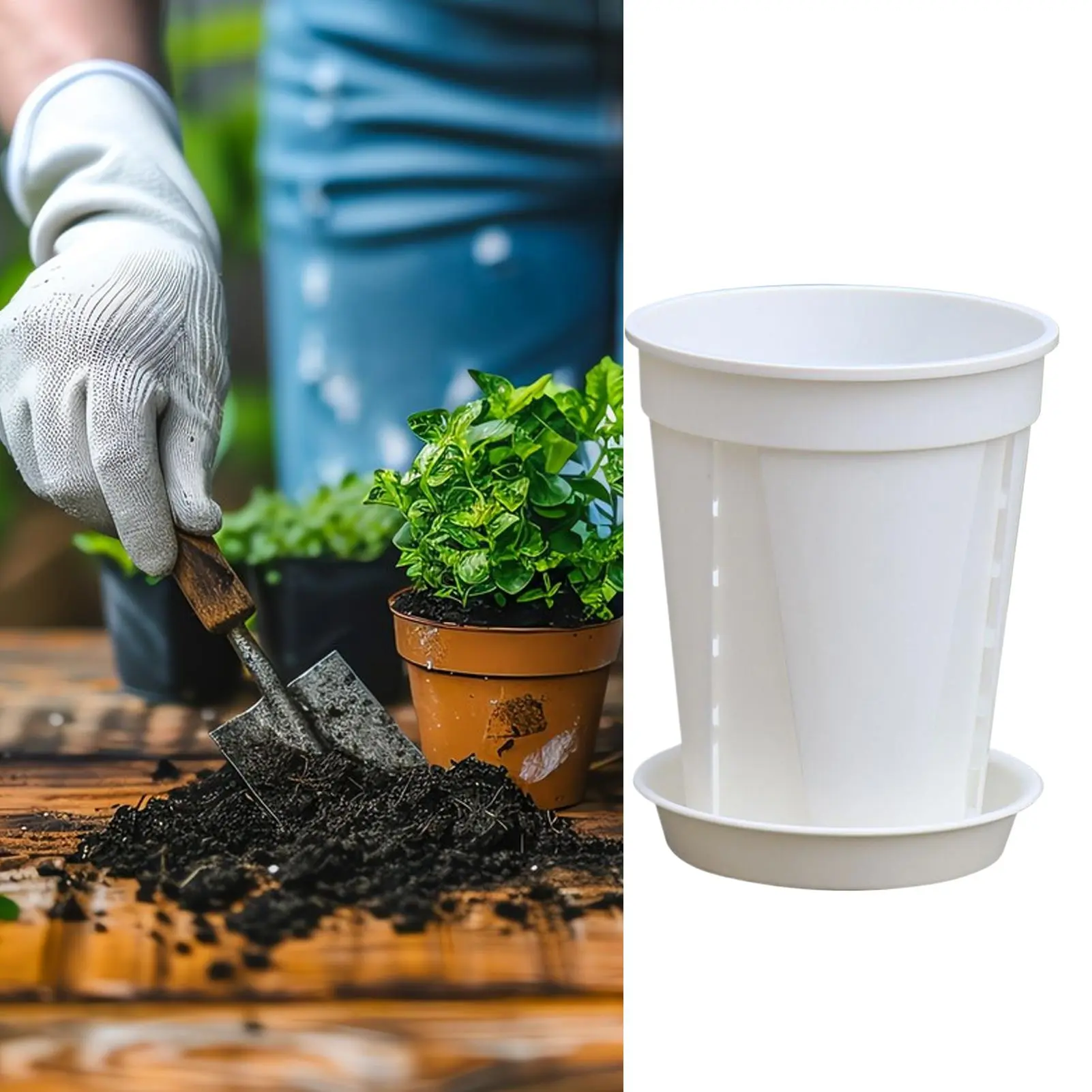 Pots For Plants Planter For Indoor Plants 5 Piece Containers Box Grow With Trays For Outdoor Balcony Porch Window Patio Outside