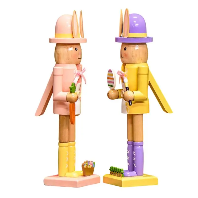 Bunny Nutcracker Figure 12-Inch Wooden Easter Bunny Nutcracker  12 inch Easter bunny wooden nutcracker figures Easter decor
