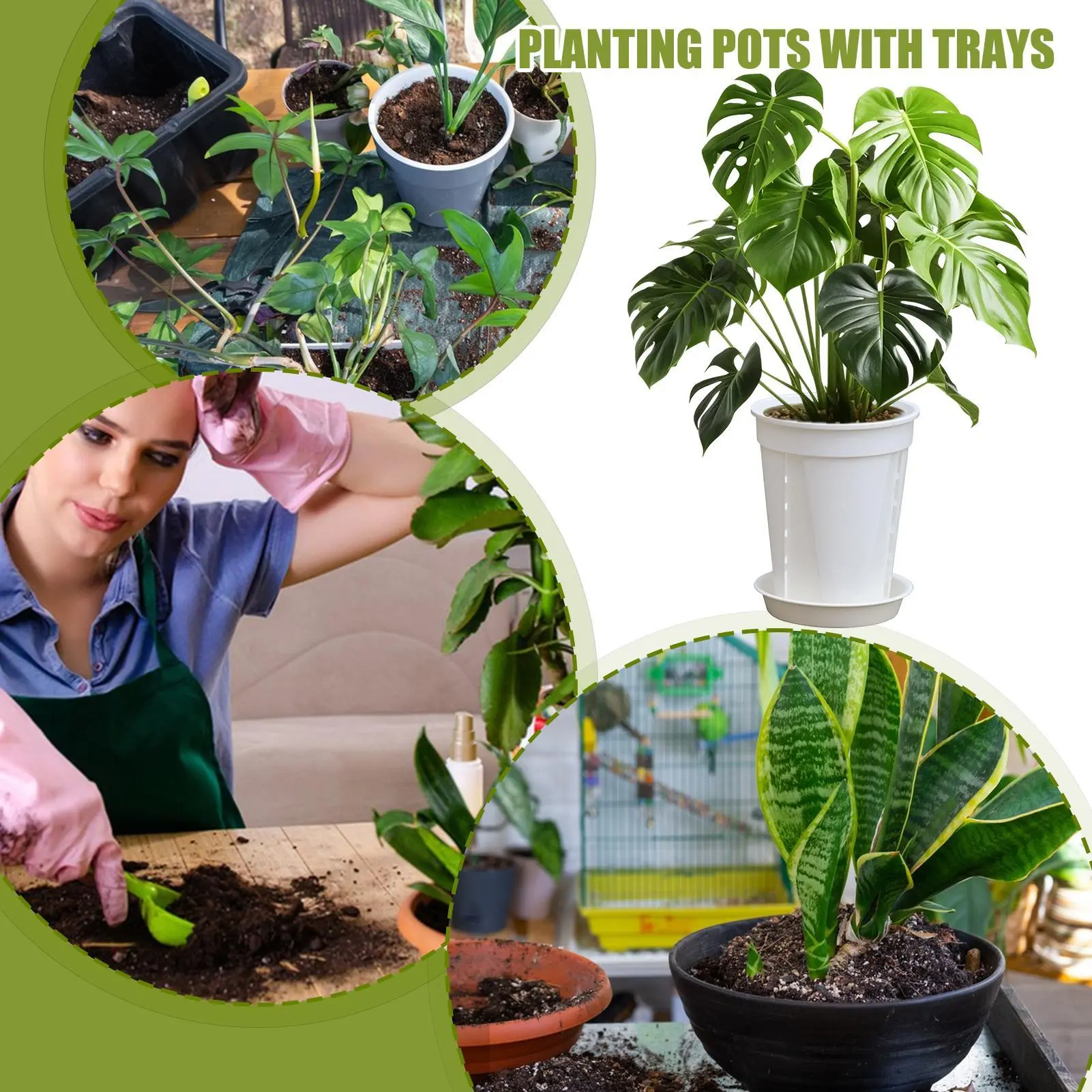 Pots For Plants Planter For Indoor Plants 5 Piece Containers Box Grow With Trays For Outdoor Balcony Porch Window Patio Outside