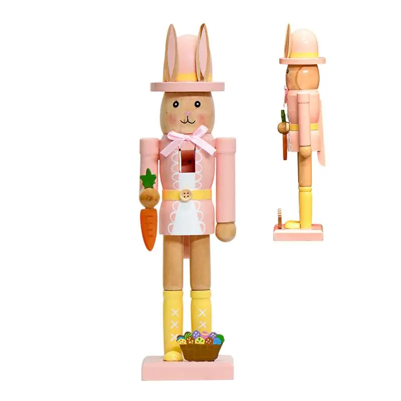 Bunny Nutcracker Figure 12-Inch Wooden Easter Bunny Nutcracker  12 inch Easter bunny wooden nutcracker figures Easter decor