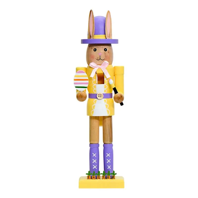 Bunny Nutcracker Figure 12-Inch Wooden Easter Bunny Nutcracker  12 inch Easter bunny wooden nutcracker figures Easter decor