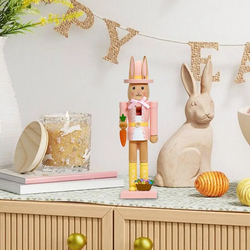 Bunny Nutcracker Figure 12-Inch Wooden Easter Bunny Nutcracker  12 inch Easter bunny wooden nutcracker figures Easter decor
