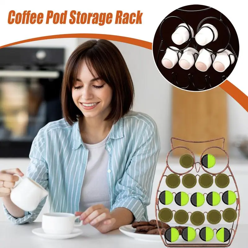Coffee Pod Holder Owl Shape Espresso Pod Keeper Storage Detachable Espresso Pod Rack Stand Holds 20 Pods For Kitchen Countertop
