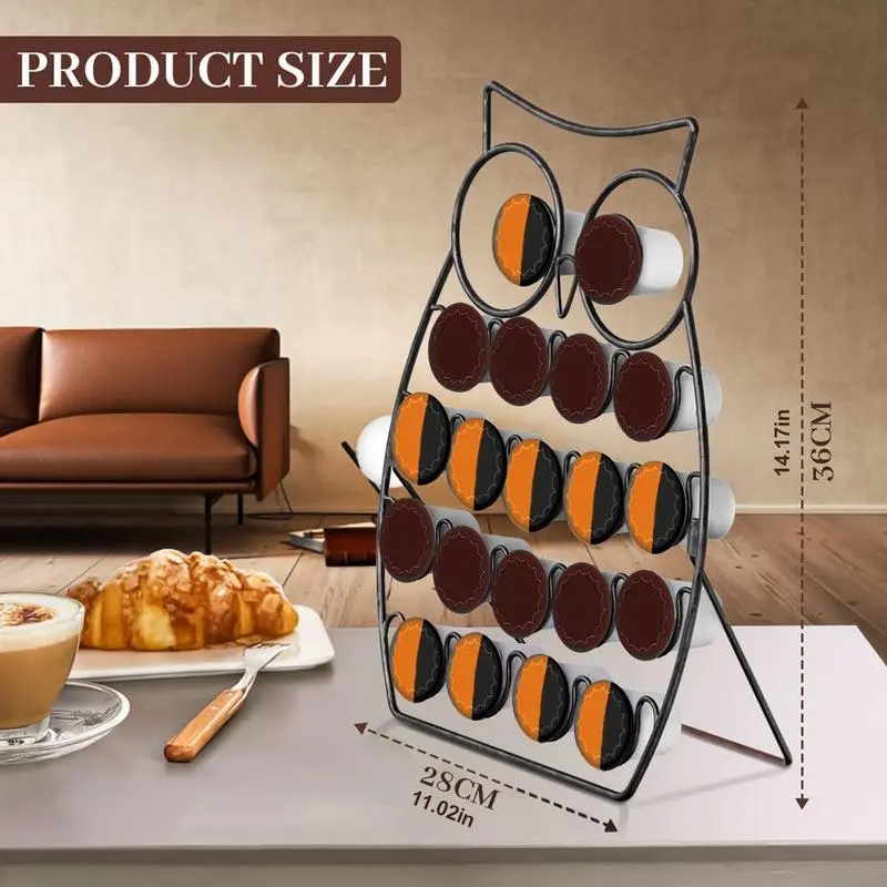 Coffee Pod Holder Owl Shape Espresso Pod Keeper Storage Detachable Espresso Pod Rack Stand Holds 20 Pods For Kitchen Countertop