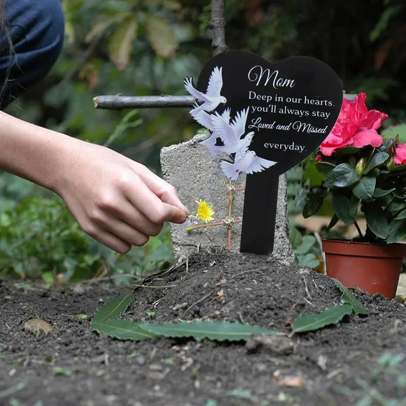 Memorial Grave Markers Waterproof Metal Black Grave Stake Plaques Black Waterproof Plaques Stake Remembrance Graveyard