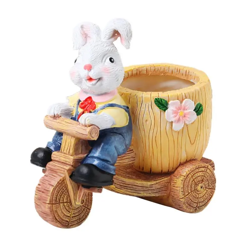 Cartoon Bunny Planter Flower Pot Easter Cartoon Resin Flower Pots  Decorative Animal Succulent Flower Pot Garden Planting Pot